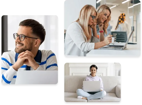 Verschiedene Menschen in unterschiedlichen Situationen beim Online-Vergleich von Stromtarifen